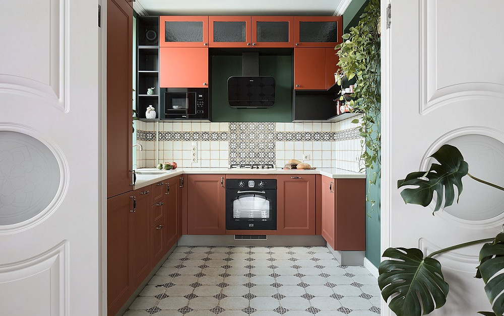 Необычная мандариновая кухня в сталинке