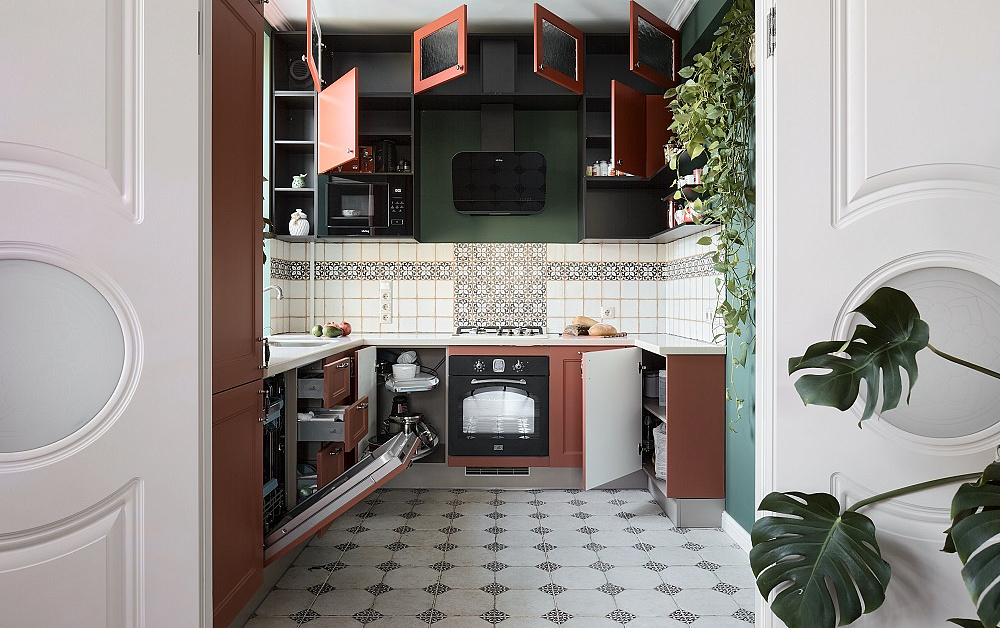 Необычная мандариновая кухня в сталинке