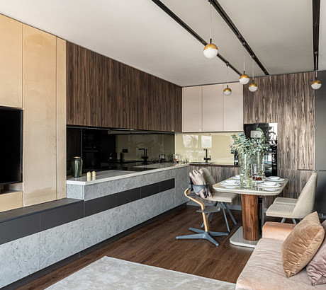 Древесно-песчаная кухня для ТВ-проекта «Квартирный Вопрос»